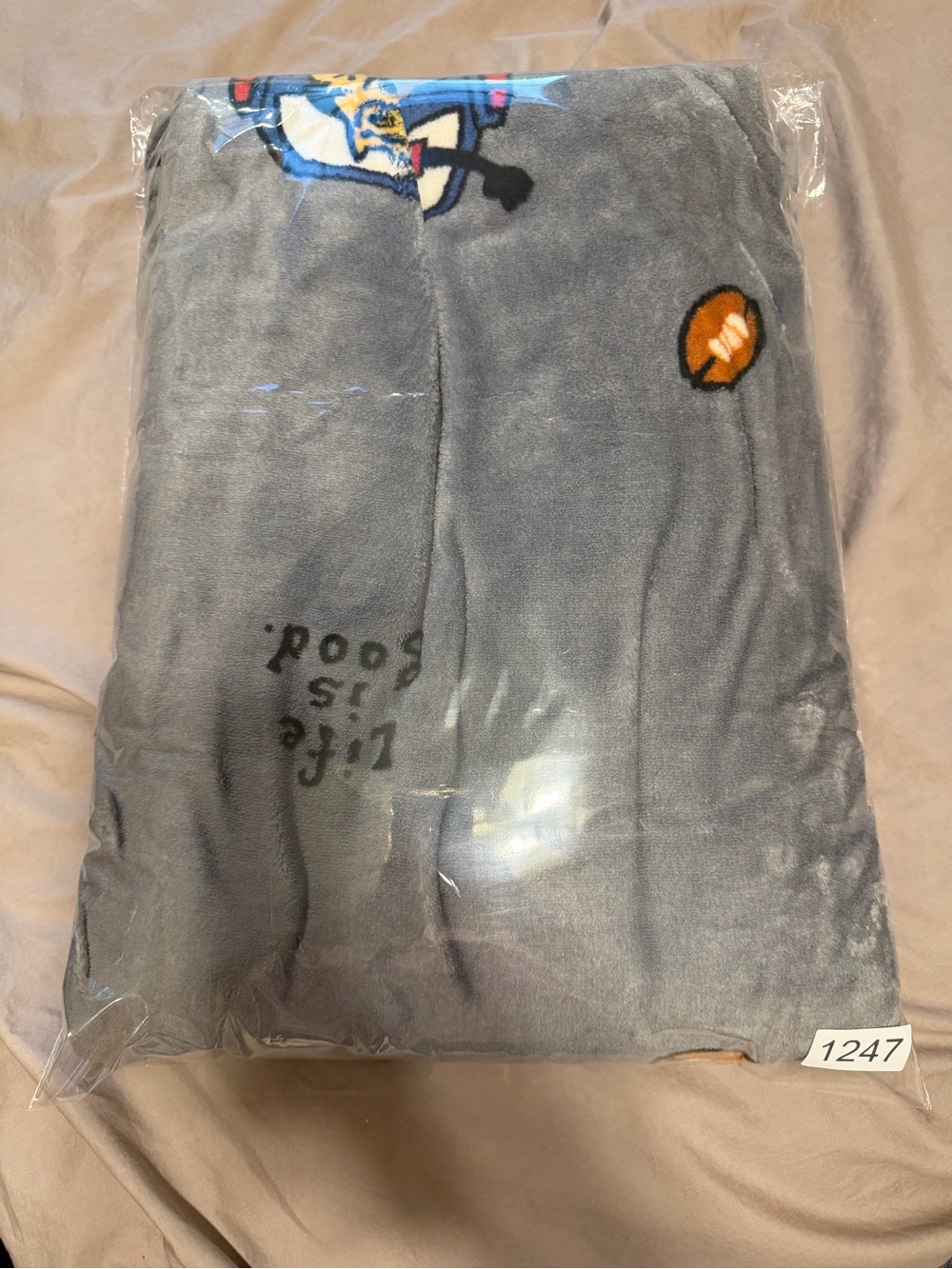 NWOT Life Is Good Plush Throw Blanket Jake Rocket Football Tailgate Party Fall - Picture 9 of 9